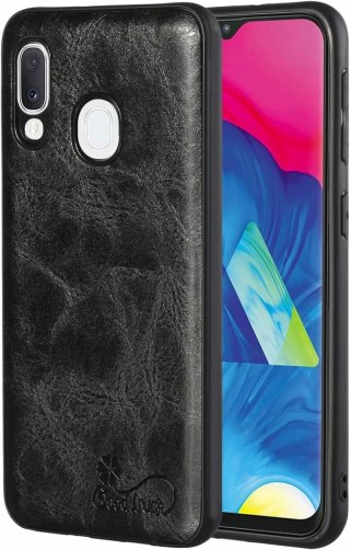 1X SZKŁO HARTOWANE ETUI SAMSUNG GALAXY A20E SKÓRZANA CZARNA OBUDOWA MOCNA