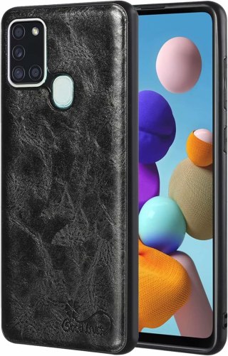 1x SZKŁO HARTOWANE ETUI SAMSUNG GALAXY A21S SKÓRZANA CZARNA OBUDOWA