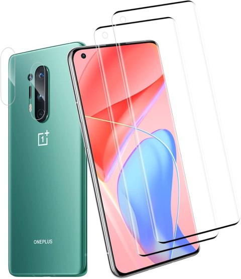 2x SZKŁO HARTOWANE ONEPLUS 8 PRO 6.78" Z CZARNĄ RAMKĄ +2x OCHRONA APARATU