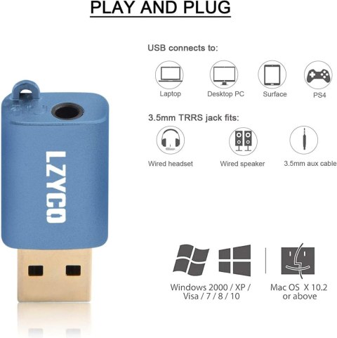 2xZEWNĘTRZNA KARTA DŹWIĘKOWA USB ADAPTER Z WEJŚCIEM 3,5 mm MINI JACK