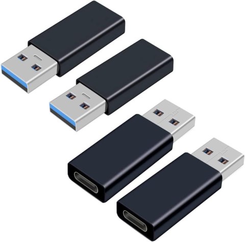 4x ADAPTER ŻEŃSKI USB C NA MĘSKIE USB 3.0 5 Gb/s CZARNY