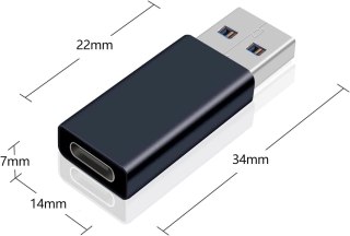 4x ADAPTER ŻEŃSKI USB C NA MĘSKIE USB 3.0 5 Gb/s CZARNY