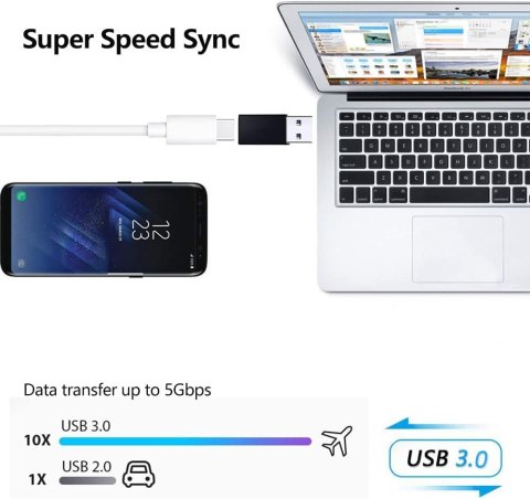 4x ADAPTER ŻEŃSKI USB C NA MĘSKIE USB 3.0 5 Gb/s CZARNY