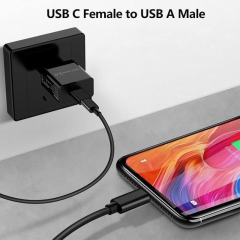 4x ADAPTER ŻEŃSKI USB C NA MĘSKIE USB 3.0 5 Gb/s CZARNY