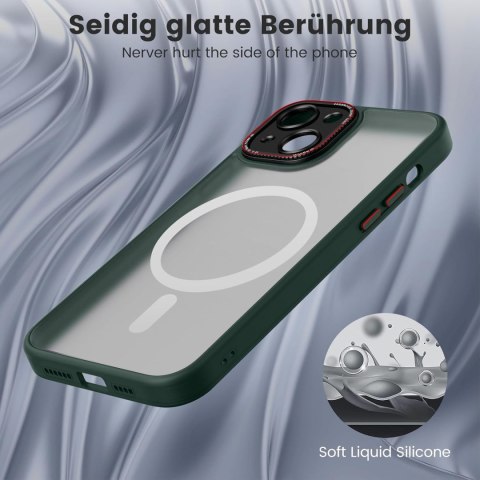 ETUI APPLE IPHONE 14 CASE ZIELONE BEZBARWNE MATOWE PLECKI +MAGSAFE