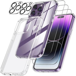 ETUI APPLE IPHONE 14 PRO MAX SOLIDNE BEZBARWNE PLECKI +3x SZKŁO HARTOWANE