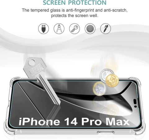 ETUI DO APPLE IPHONE 14 PRO MAX SILIKONOWE BEZBARWNE +3x SZKŁO HARTOWANE