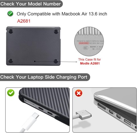 ETUI MACBOOK AIR 13.6' M2 A2681 2022 ADAPTER USB TYPU C OCHRONA KLAWIATURY