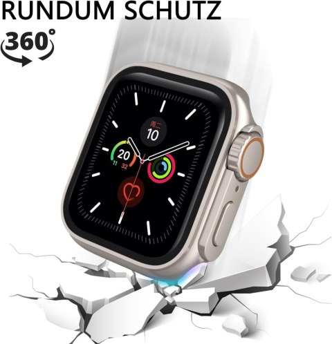 ETUI OCHRONNE DO APPLE WATCH SERIES 8/ 7 41mm SREBRNA RAMKA SOLIDNA OCHRONA