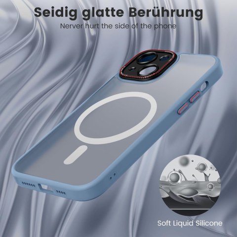 ETUI POKROWIEC DO APPLE IPHONE 14 CASE NIEBIESKIE BEZBARWNE PLECKI +MAGSAFE