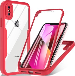 ETUI POKROWIEC DO APPLE IPHONE X/XS BEZBARWNE CZERWONA RAMKA BUMPER