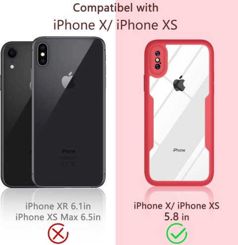 ETUI POKROWIEC DO APPLE IPHONE X/XS BEZBARWNE CZERWONA RAMKA BUMPER