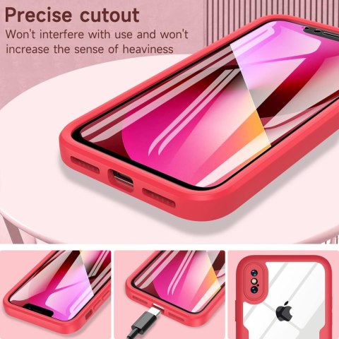 ETUI POKROWIEC DO APPLE IPHONE X/XS BEZBARWNE CZERWONA RAMKA BUMPER