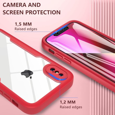 ETUI POKROWIEC DO APPLE IPHONE X/XS BEZBARWNE CZERWONA RAMKA BUMPER