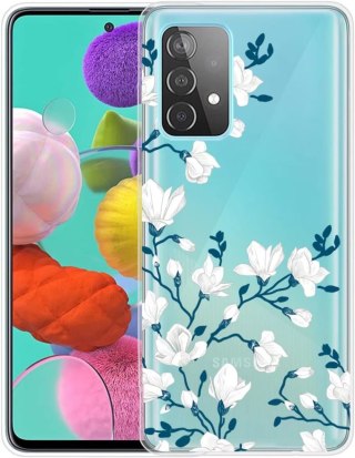 ETUI POKROWIEC SAMSUNG GALAXY A53 5G CASE SILIKONOWY BEZBARWNY WZÓR KWIATY