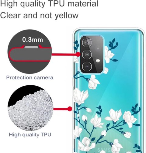 ETUI POKROWIEC SAMSUNG GALAXY A53 5G CASE SILIKONOWY BEZBARWNY WZÓR KWIATY