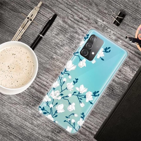 ETUI POKROWIEC SAMSUNG GALAXY A53 5G CASE SILIKONOWY BEZBARWNY WZÓR KWIATY