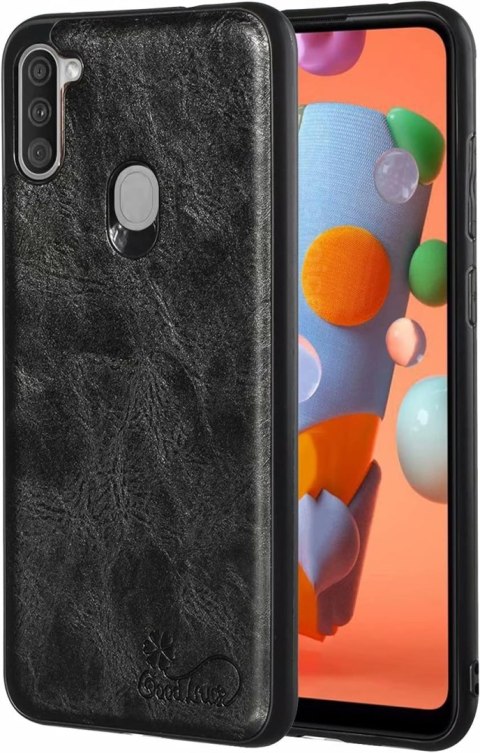 ETUI SAMSUNG GALAXY A11 SILIKONOWE EKOSKÓRA CZARNE +1x SZKŁO HARTOWANE