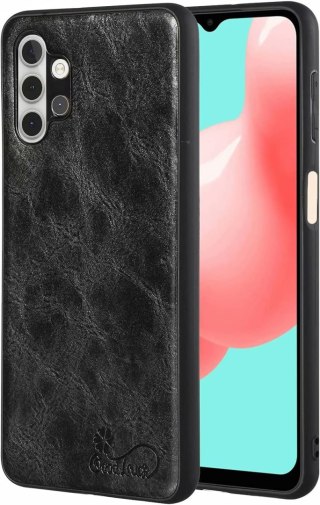 ETUI SAMSUNG GALAXY A32 5G CASE CZARNY Z EKOSKÓRY +1x SZKŁO HARTOWANE