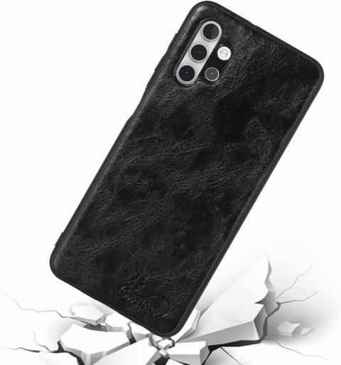 ETUI SAMSUNG GALAXY A32 5G CASE CZARNY Z EKOSKÓRY +1x SZKŁO HARTOWANE