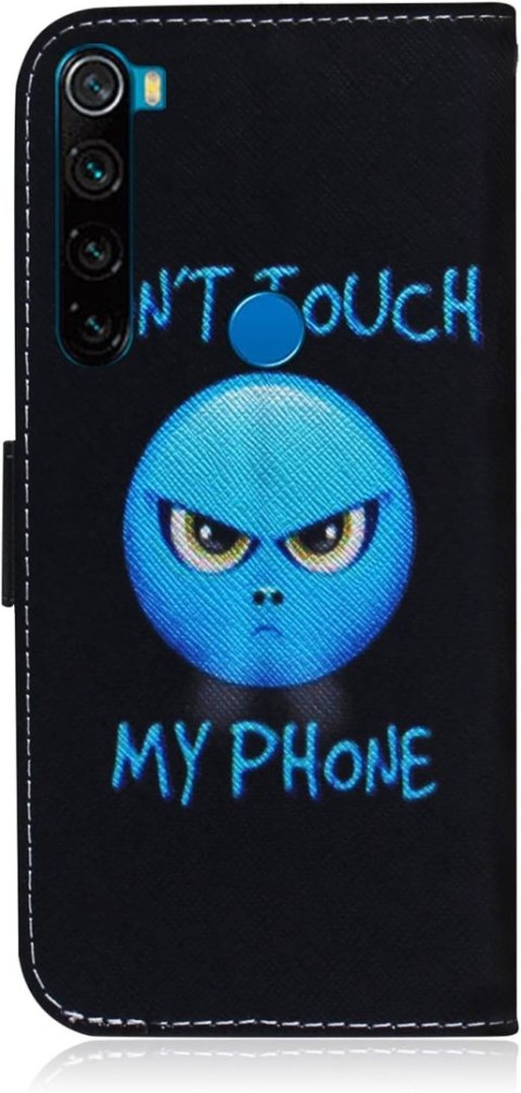 ETUI Z KLAPKĄ XIAOMI REDMI NOTE 8/NOTE 8 2021 CASE CZARNY Z EKOSKÓRY EMOJI