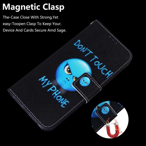 ETUI Z KLAPKĄ XIAOMI REDMI NOTE 8/NOTE 8 2021 CASE CZARNY Z EKOSKÓRY EMOJI