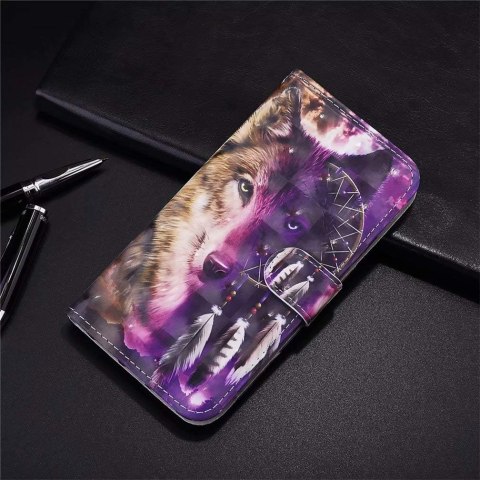 ETUI Z KLAPKĄ SAMSUNG GALAXY A42 5G FIOLETOWY WILK+SZKŁO HARTOWANE SM-A426B