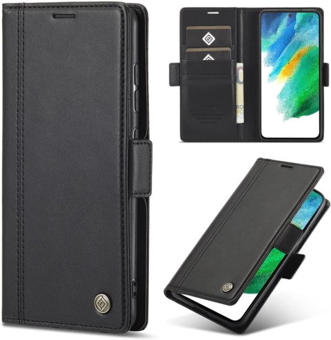 ETUI Z KLAPKĄ SAMSUNG GALAXY S21 5G CASE Z EKOSKÓRY CZARNY MATOWY SM-G991