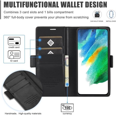 ETUI Z KLAPKĄ SAMSUNG GALAXY S21 5G CASE Z EKOSKÓRY CZARNY MATOWY SM-G991