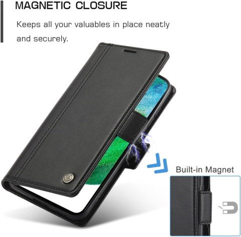 ETUI Z KLAPKĄ SAMSUNG GALAXY S21 5G CASE Z EKOSKÓRY CZARNY MATOWY SM-G991