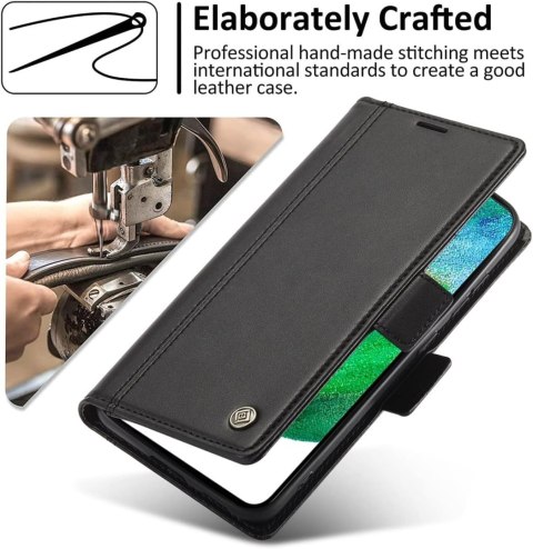 ETUI Z KLAPKĄ SAMSUNG GALAXY S21 5G CASE Z EKOSKÓRY CZARNY MATOWY SM-G991