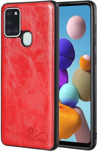 ZESTAW ETUI SAMSUNG GALAXY A21S CZERWONE EKOSKÓRA +SZKŁO HARTOWANE SM-A217F