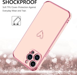 ETUI APPLE IPHONE 13 PRO MAX SILIKONOWE RÓŻOWA RAMKA SERDUSZKO GLAMOUR