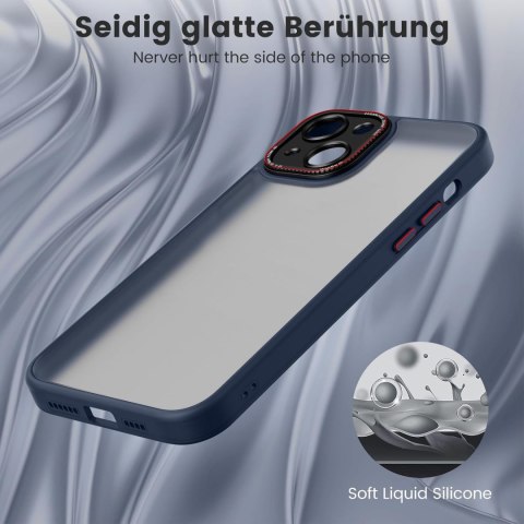 ETUI APPLE IPHONE 13 SILIKONOWE GRANATOWA RAMKA PRZYDYMIONE PLECKI +MAGSAFE