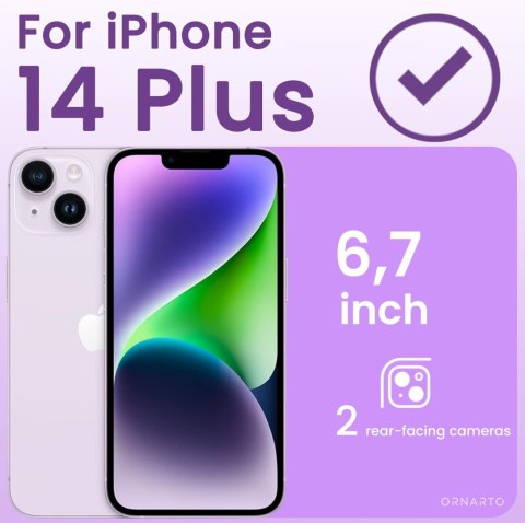 ETUI APPLE IPHONE 14 Plus BUMPER FIOLETOWA RAMKA PRZESZKLONY TYŁ +2x SZKŁO