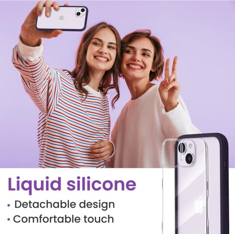 ETUI APPLE IPHONE 14 Plus BUMPER FIOLETOWA RAMKA PRZESZKLONY TYŁ +2x SZKŁO