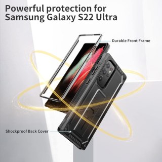 ETUI BUMPER SAMSUNG GALAXY S22 ULTRA 5G CZARNE WZMOCNIONE +PODSTAWKA SM-908