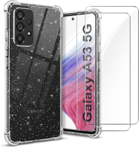 ETUI SAMSUNG GALAXY A53 5G SILIKONOWY BROKATOWY +2x SZKŁO HARTOWANE