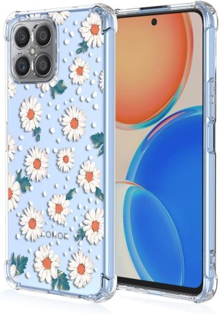 ETUI SILIKONOWE HUAWEI HONOR X8 PRZEZROCZYSTE W KWIATY STOKROTKI