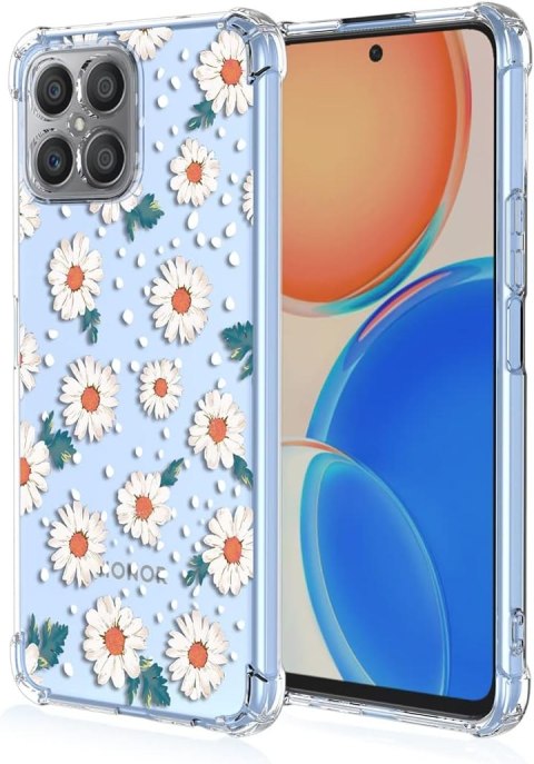 ETUI SILIKONOWE HUAWEI HONOR X8 PRZEZROCZYSTE W KWIATY STOKROTKI