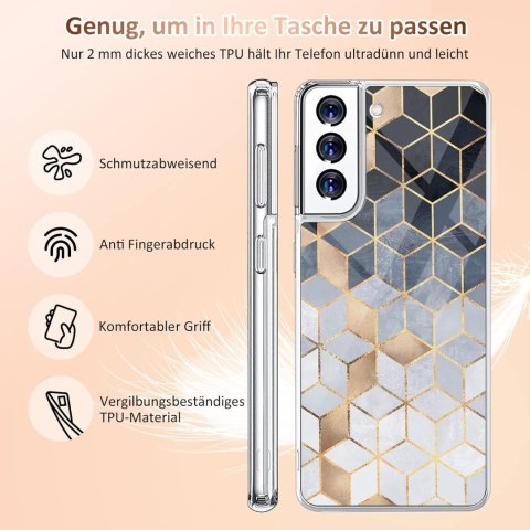 ETUI SILIKONOWE SAMSUNG GALAXY S21 FE 5G MARMUR GEOMETRIA ZŁOTO SM-G990B