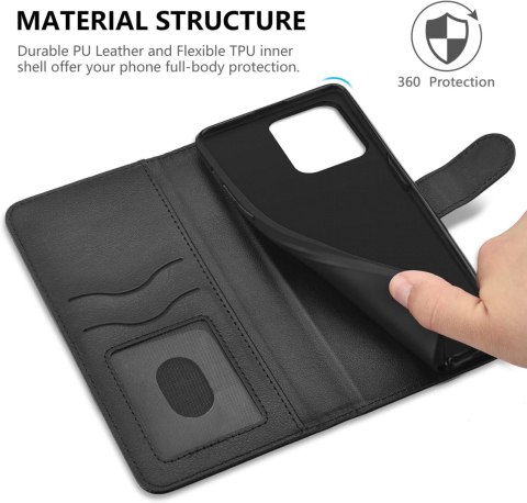 ETUI Z KLAPKĄ APPLE IPHONE 14 PRO CASE Z EKOSKÓRY CZARNY ELEGANCKI VAKOO