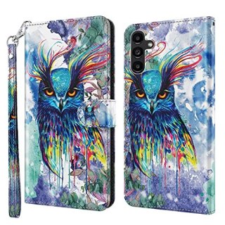 ETUI Z KLAPKĄ SAMSUNG GALAXY A34 KOLOROWA SOWA BŁYSZCZĄCA SM-A346B