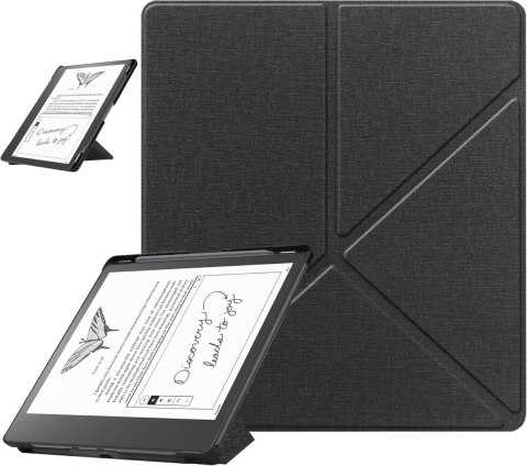 FUTERAŁ ETUI KINDLE SCRIBE 10.2" CZARNY MATERIAŁOWY Z PODSTAWKĄ POKROWIEC