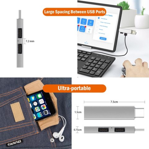 HUB USB C MINI 3 PORTY ROZDZIELACZ 1xPORT USB 3.0 2xPORT USB 2.0