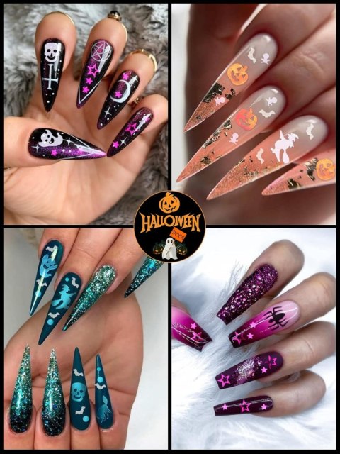 KOLOROWE HOLOGRAFICZNE CEKINY DO PAZNOKCI HALLOWEEN MIX 100G