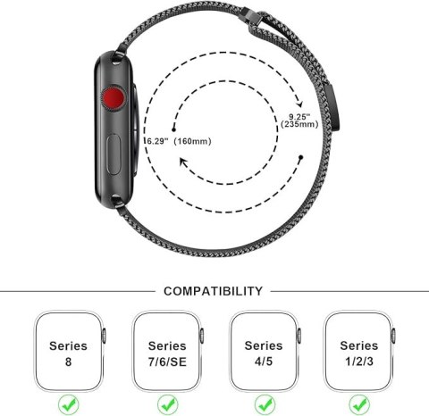 PASEK DO ZEGARKA CZARNY APPLE WATCH 45/44/42/41/40/38 8/7/6/5/4/3/2 ETUI 22mm