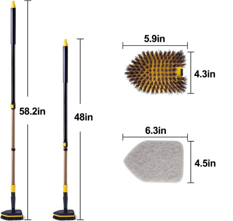 SZCZOTKA DO CZYSZCZENIA ŁAZIENKI WANNY PŁYTEK TELESKOPOWA 2w1 148cm