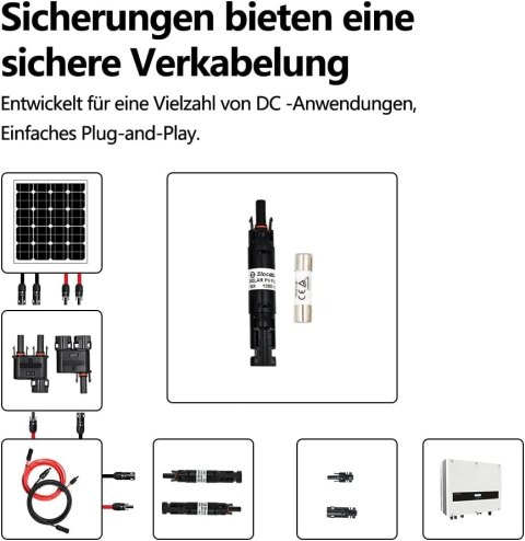 ZŁĄCZE DO PANELI FOTOWOLTAICZNYCH WODOODPORNY BEZPIECZNIK 15A 1000V IP68