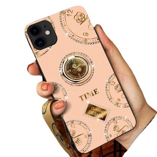 ETUI APPLE IPHONE 11 CASE BEŻOWY SREBRNE CYRKONIE ZŁOTY UCHWYT GLAMOUR